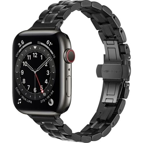 Women Stainless Steel Strap for Apple Watch 6 SE Band 40mm 44mm Slim Metal Wrist Bracelet for iWatch SE Series 6/5/4/3/2/1 Bands