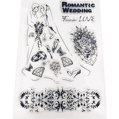 Romantic Wedding Transparent Silicone Clear Stamps DIY Seal for Scrapbooking Card Making Photo Album Decorative Stamp Sheet