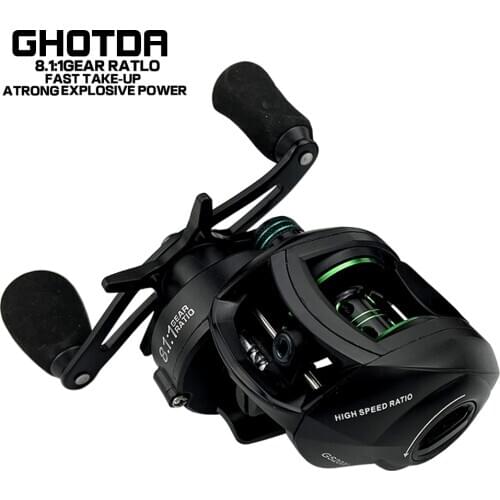 Fishing Baitcasting Reel All Metal Spool 17+1BB 10kg Max Drag Force Speed Ratio 8.1:1 Magnetic Metal Casting Fishing Reel