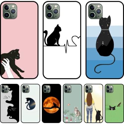Lovely cat Phone Case cover For iphone 12 pro max 11 8 7 6 s XR PLUS X XS SE 2020 mini black cell shell