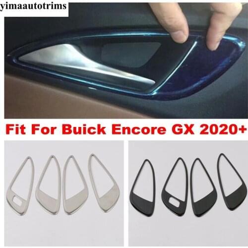 Silver / Black Inner Door Handle Bowl Frame Cover Trim For Buick Encore GX 2020 2021 Decor Stainless Steel Accessories Interior