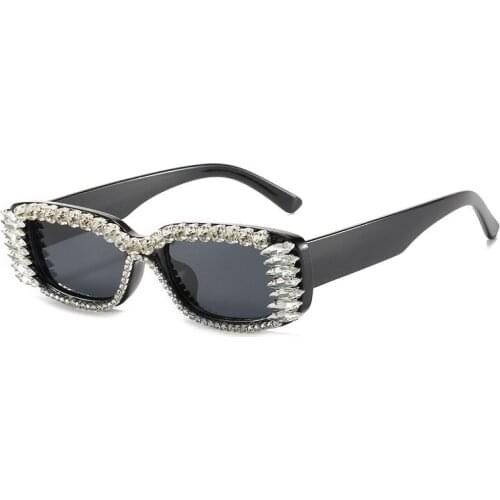 Diamond Square Sunglasses 2020 Women Small Frame Luxury Crystal Sun Glasses Ladies Vintage Brand Designer Rhinestone Eyewear