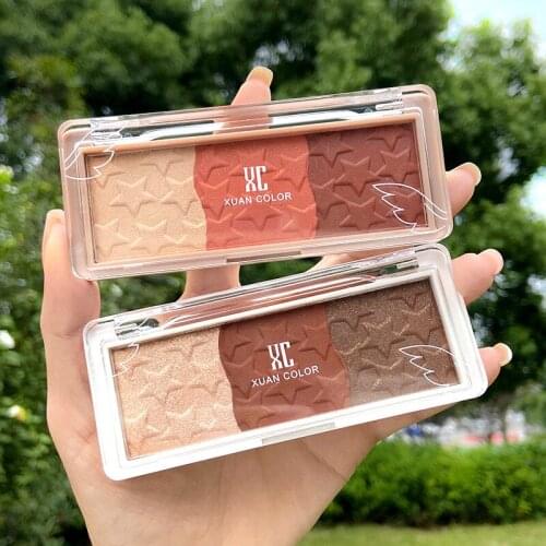 Online celebrity explosions tri-color gradient eyeshadow pearlescent dumb ground color beginner lazy eye shadow disc