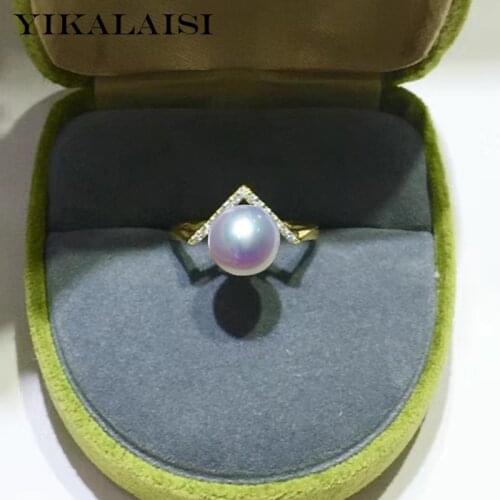 YIKALAISI 925 Sterling Silver Rings Jewelry For Women 8-9mm Oblate Natural Freshwater Pearl Rings 2021 Fine New Wholesales