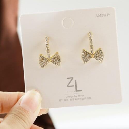 Sweet Girl Korean Earrings 2020 Fashion New Temperament Earrings Bowknot Net Red Crystal Sweet Earrings Womens Sale Orecchini