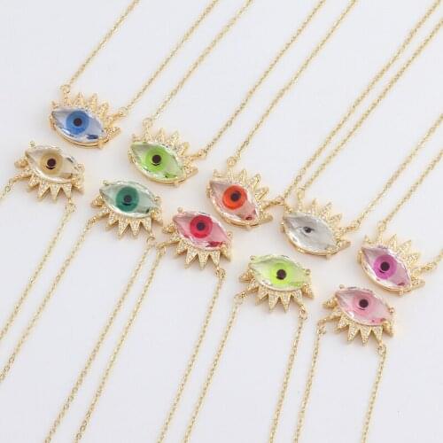 Colorful Evil Eye Pendant Choker Necklace Crystal Charms Necklace For Women Vintage Ethnic Turkish Jewelry