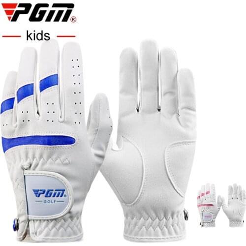 PGM Pack 1 Pair Golf Gloves Kids Left Hand Right Hand Microfiber Cloth Breathable with Ball Marker for Junior Youth Boys Girls
