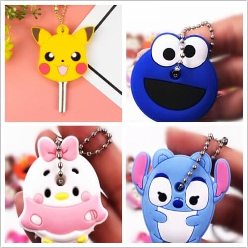 1Pcs Animal Cute Key Cover Cap Silicone Key Accessories PVC Soft Creative Key Holder Key Dust Cover For Girl Women Trinket Gift