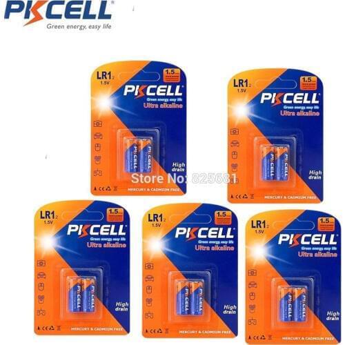 10Pcs 5Cards PKCELL 1.5V LR1 AM5 Size N Battery Alkaline Batteries 4001 810 910A AM5 KN Lady Sperker Bluetooth Players Battery