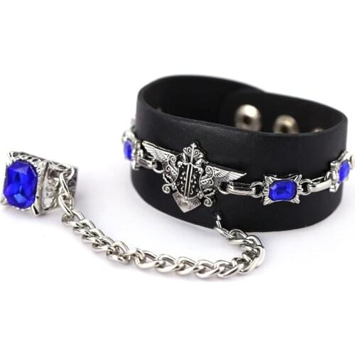 10pcs/lot Anime Black Butler crow symbol sign leather fashion Plated Charm bracelet Hand Strap Pendants toy gifts