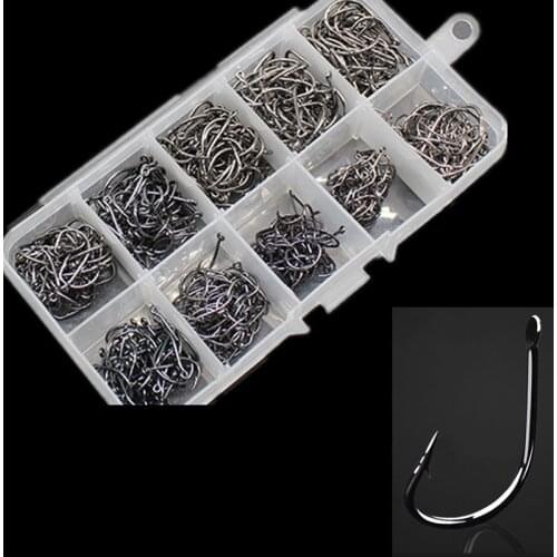 100pcs Fishing Hooks Set Carbon Steel Single Circle Fishhook Fly Fishing Barbed Carp Hooks Sea Tackle Accessories