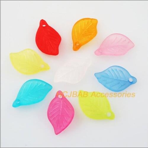 120 New Leaves Acrylic Charms Plastic Mixed Pendants 11x18mm