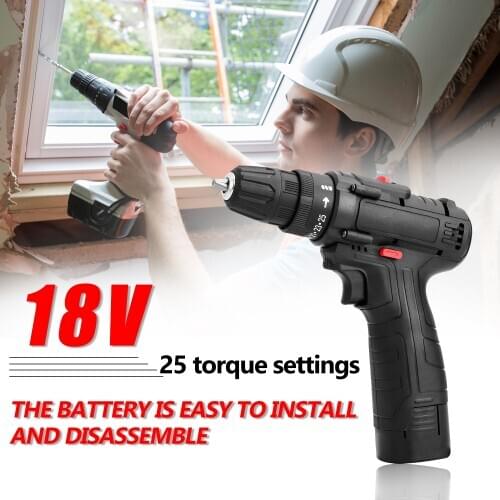 18V Electric Impact Cordless Drill High-power Lithium Battery Wireless Rechargeable Hand Drills Home DIY Electric Power Tools