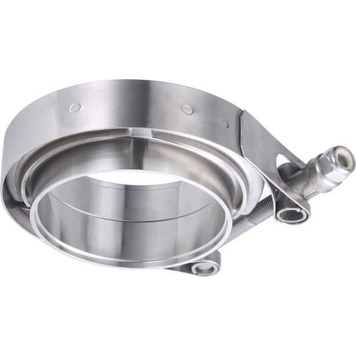 2/2.25/2.5/2.75/3 Inch Downpipes Pipe Turbo Exhaust V-Band V Clamps Kits Exhaust Clamp 304 Stainless Steel with Flange