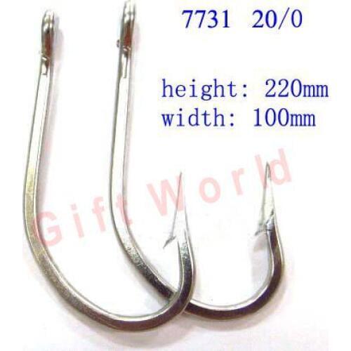 2pcs 7731 Size 20/0 Stainless Steel Ocean Shark Very Big Fishing Hooks Sharpened SS Large Trolling Hook Tackle