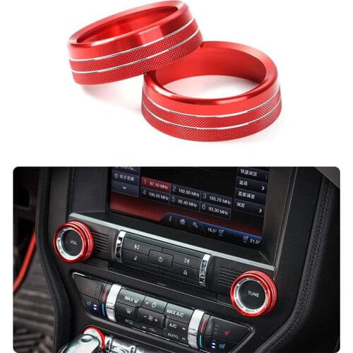 6Pcs Car Central Air Conditioner Knob AC Switch Button Decoration Ring Cover for Ford Mustang 2015-2020 Audio Ring Trim Ring
