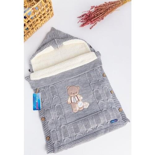 Babymod Teddy Bear Welsoft Baby Swaddle Knitwear Blanket