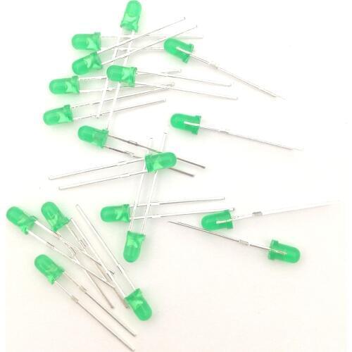 Free shipping 1000pcs 3mm Green LED light emitting diode / F3 LED Green Colour