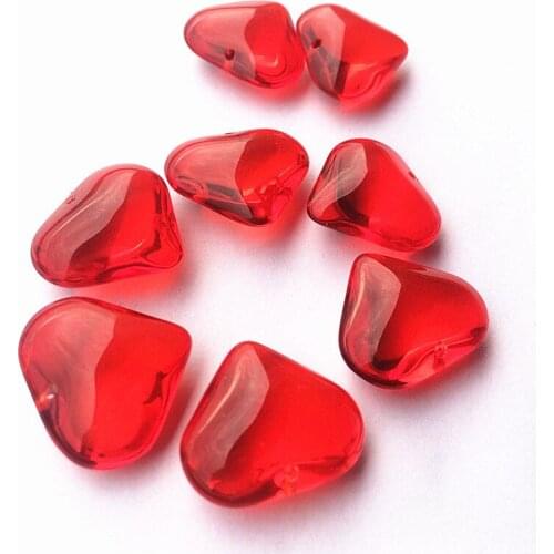 Free Shipping!! 50PCS/lot Red Color 20*20mm DIY Crystal glass heart shape Beads In one Holes Forchandelier& Curtain part