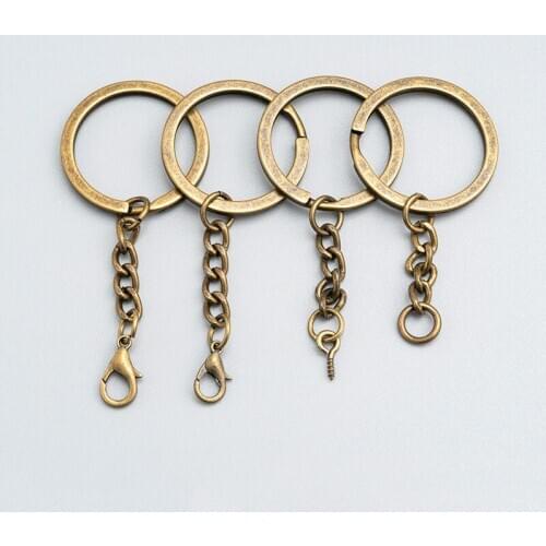10Pcs 25/30mm Metal Ancient Bronze Hang Eye Bolts Key Chain Retro Hanging Ring DIY Craft Plush Toys Jewelry Pendant Accessories