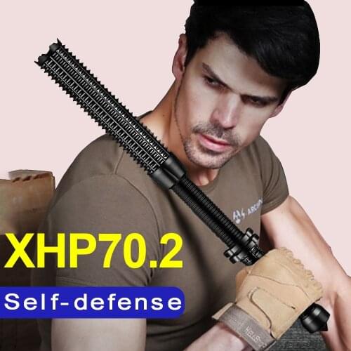 Mace Baseball Led torch Cree Xhp70.2 Led Tactical Flashlight 18650 Rechargeable Telescopic Baton Self Defense Police Flashlight