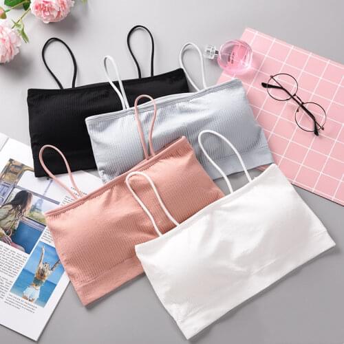 Women Sexy Tube Top Korean Sling Stripe Breast Wrap Bra One-Size Girls Student No Steel Ring Underwear Soft Bustier Bandeau