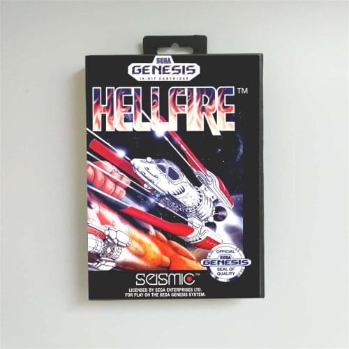 Hellfire - USA Cover With Retail Box 16 Bit MD Game Card for Sega Megadrive Genesis Video Game Console