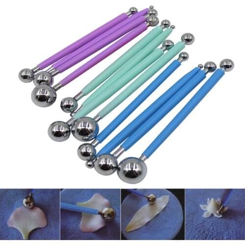 4Pcs/Set DIY Stainless Steel Polymer Clay Tools Sculpture Tools Toys For Clay Carving Molding Ball Sticks Cake Decorating Tools