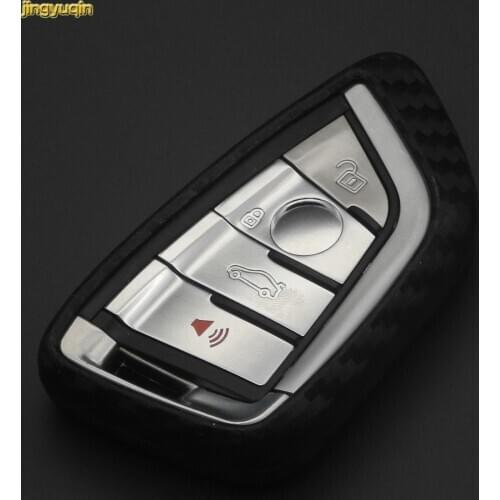 Jingyuqin 15ps Carbon Silicone Smart Key Cover for BMW X1 X5 X6 F15 F16 F39 F48 G11 G30 7 Series 4 BTNs Remote Car Keyless Case
