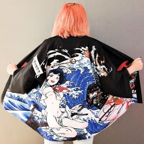 Kimono Cardigan Women Harajuku Shirt Japanese Streetwear Korean Clothes Soft Girl Aesthetic Ulzzang Clothes Blouse Women AA3008