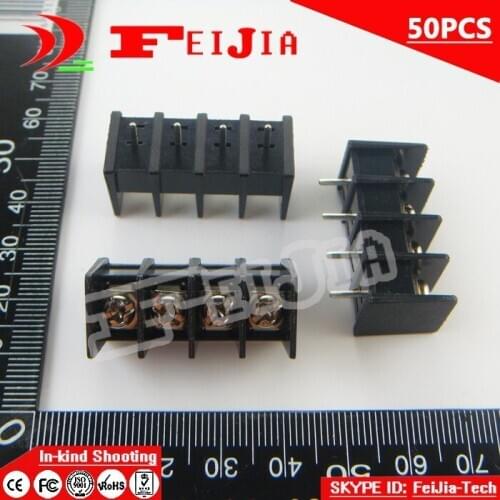 50PCS 25-7.62-4P / 25 7.62mm 4Pin Barrier Terminal Block Screw Terminal Block Pitch 7.62mm Terminal Block Free Shipping