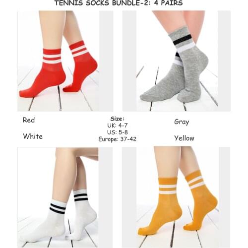 TENNIR SOCKS BUNDLE - 4 PAIRS, FOR TENNIS AND DAILY USAGE