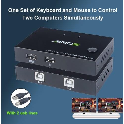 2 Ports USB 2.0 KVM Switcher Splitter Box for 2 PC Sharing Printer Keyboard Mouse USB PC Switch Box Video Display