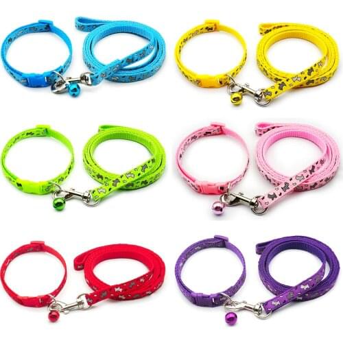 24Sets Cute Cartoon Adjustable Dog Collars Soft Walking Leash Set Puppy Cat Pull Strap Pet Products Pet ID Tag Accessories