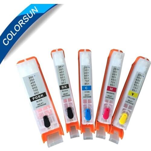 5Pcs PGI-350 CLI-351 PGI350 Refillable Ink Cartridge For Canon IP7230 MG5430 MX923 MX723 MG5530 IX6830 with ARC chip