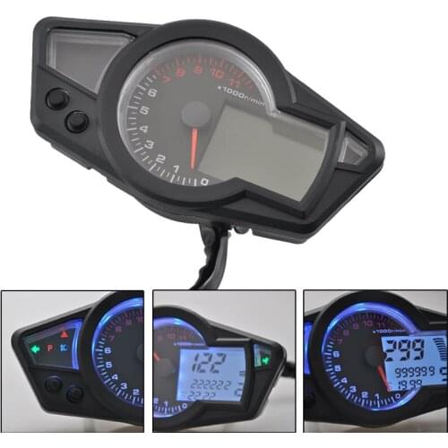 Motorcycle Digital Odometer LCD Speedometer Gauge Instrument Adjustable RPM 15000 for 8-22 inch wheel Racing Universal