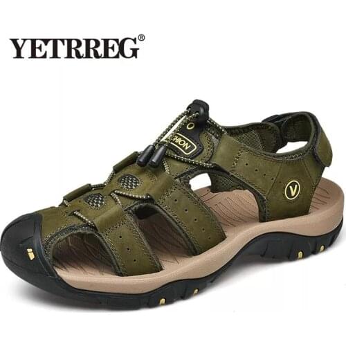 New Men Shoes Genuine Leather Men Sandals Summer Men Causal Shoes Beach Sandals Man Fashion Outdoor Casual Sneakers Size 38-48