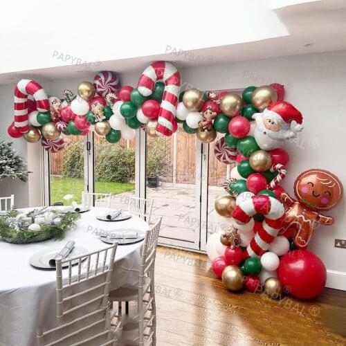 125pcs Green Merry Xmas Arch Garland Kit DIY Christmas Balloons Set Red Candy Foil Ballons New Year Decorations Globos Gifts