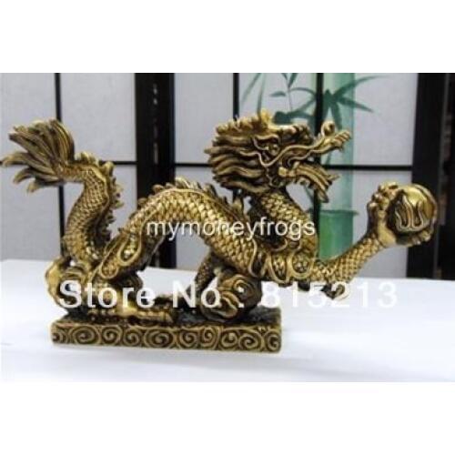 NEW LARGE Brass Chinese Oriental Feng Shui Water Dragon Year Statue
