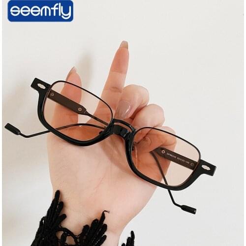 Seemfly Half Frame Optical Eyeglasses Women Square Small Frame Retro Vintage Sunglasses Unisex Eyewear UV400 Oculos De Sol