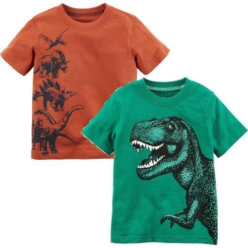 Dino Baby Boy Clothes Summer 100% Cotton Children Tee Shirts Dinosaur Newborn T-Shirt Short Sleeve Kids Outfits Green Boys Tops
