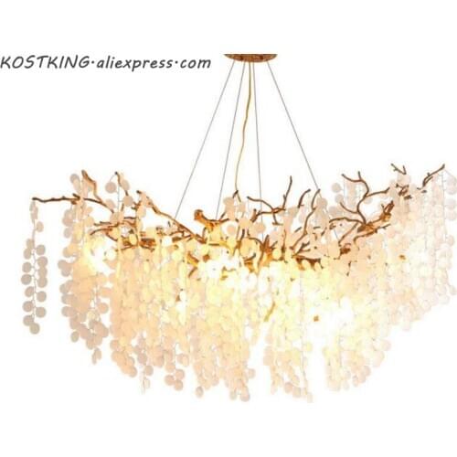 Organiclighting European Luxury glass Dining Room Chandelier Creative Bedroom Post-modern Copper Bedroom lamp