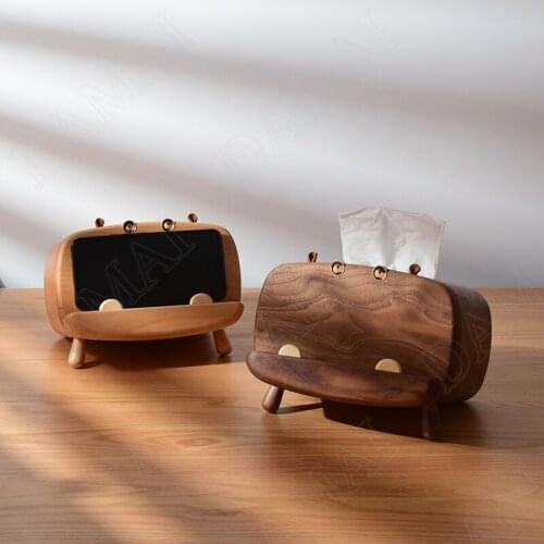 Spades Wood Tissue Boxes Creativity Hippo Decorative Paper Box Dining Table Desktop Napkin Organizer Home Decoration Ornaments