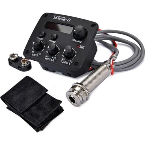 Professional 3 Band Acoustic Guitar EQ Equalizer Preamp Amplifier Pickup Tuner