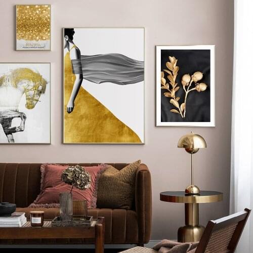 Modern Abstract Gold Foil Art Painting Decoration Picture For Living Room Bedroom Poster And Print Canvas Wall Poster Home Decor