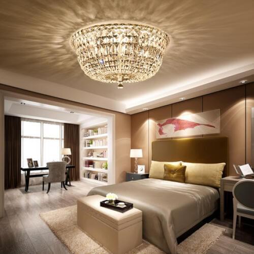 LED Modern Crystal Ceiling Lights Fixture American Round K9 Crystal Ceiling Lamps Romantic Living Bed Room Home Indoor Lighting