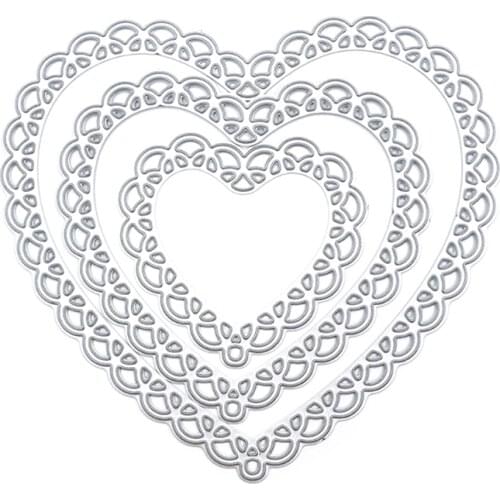 Three-Layer Hollow Lace Heart Shape Carbon Steel Cutting Dies DIY Scrapbooking