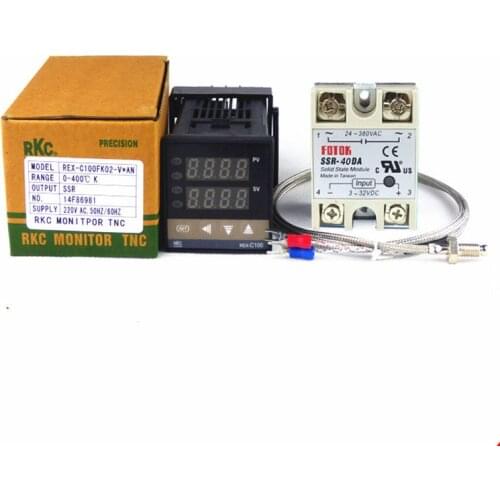 REX-C100 SSR-40DA Solid state relay 40A Intelligent PID Digital Temperature Controller K Thermocouple 1M