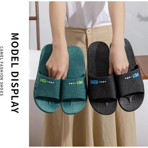 Comfortable Indoor Slippers Female Home Couples Outdoor Bath Cartoon New Arrival Male Summer Sleepers Slippers Black For Hotels