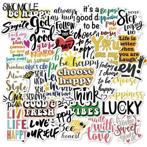 50PCS Inspirational English Slogans Phrases Sticker For Luggage Suitcase Phone Motorcycle Styling Graffiti Decals Sticker F4